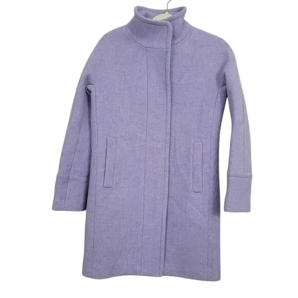 J. Crew Stadium Cloth Cocoon Lilac French Purple Wool Coat Sz 00 Nello Gori B277